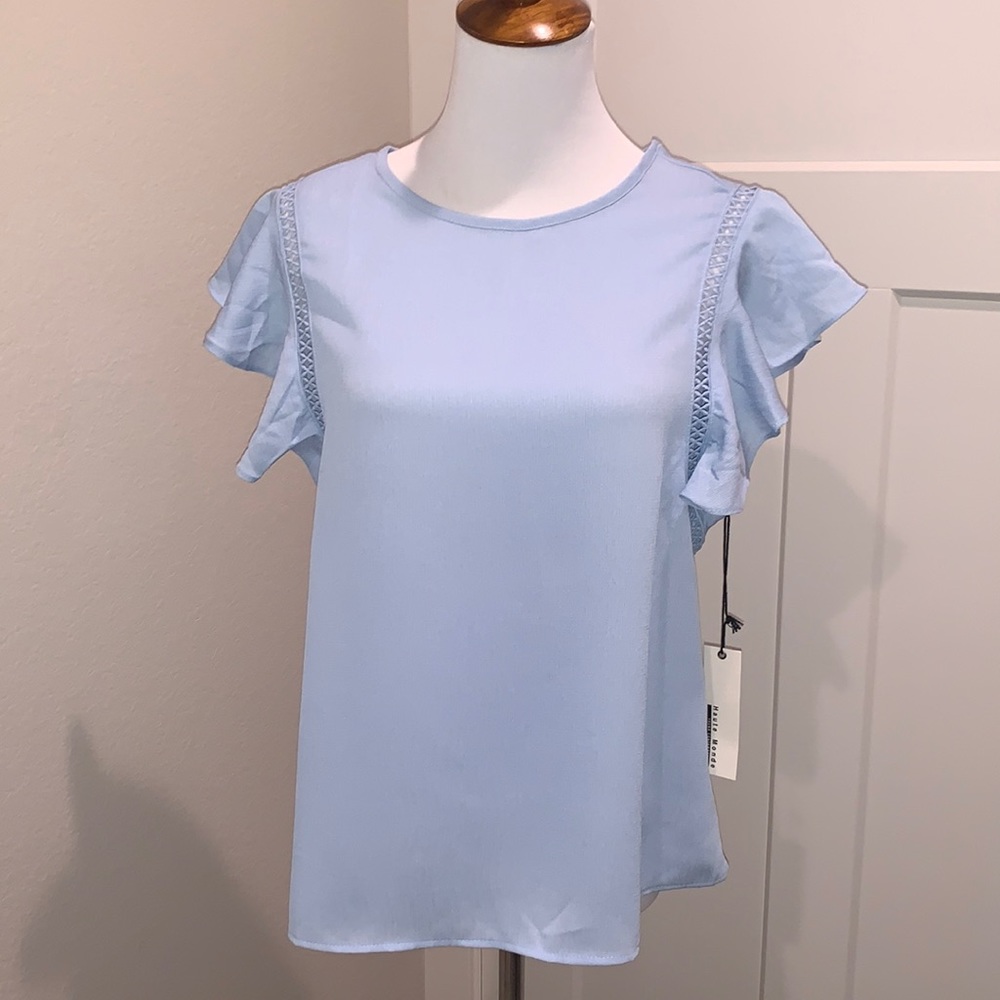 NWT Haute Monde Baby Blue Blouse